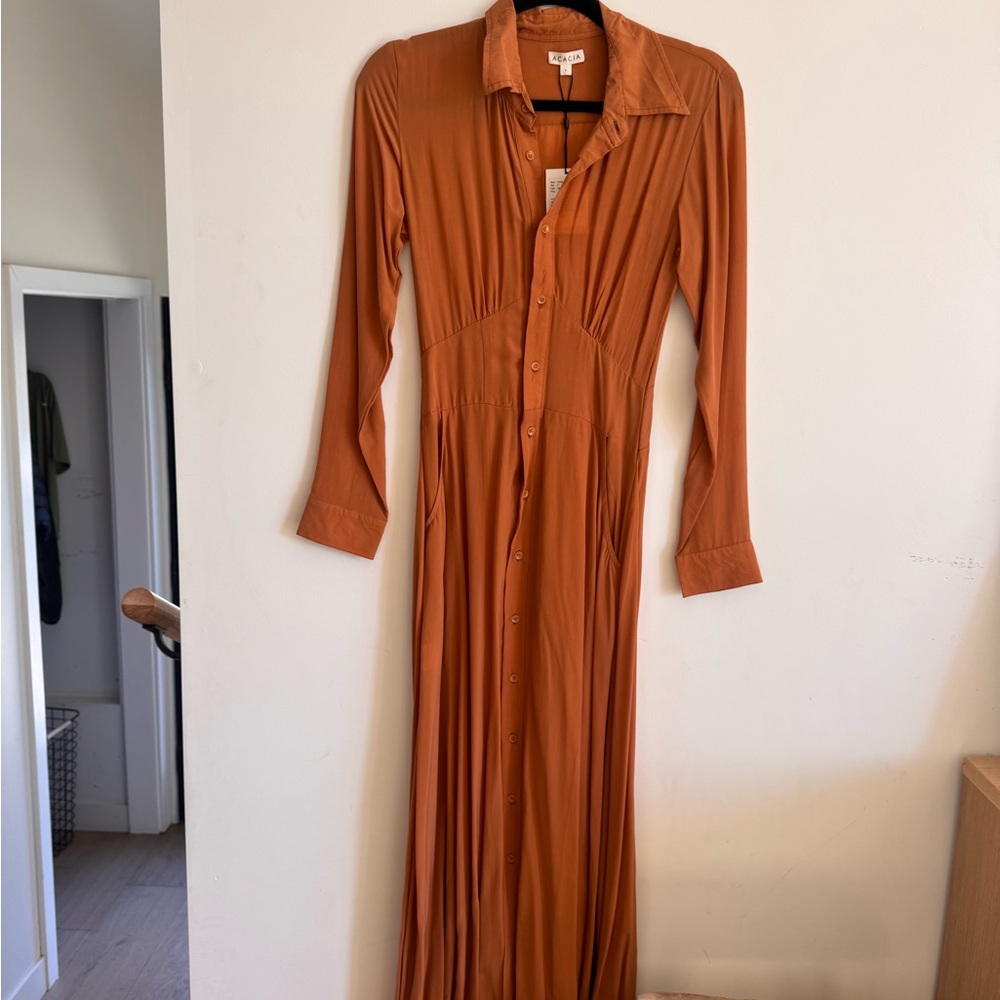 Acacia Swimwear Terracotta Long Sleeve Dress